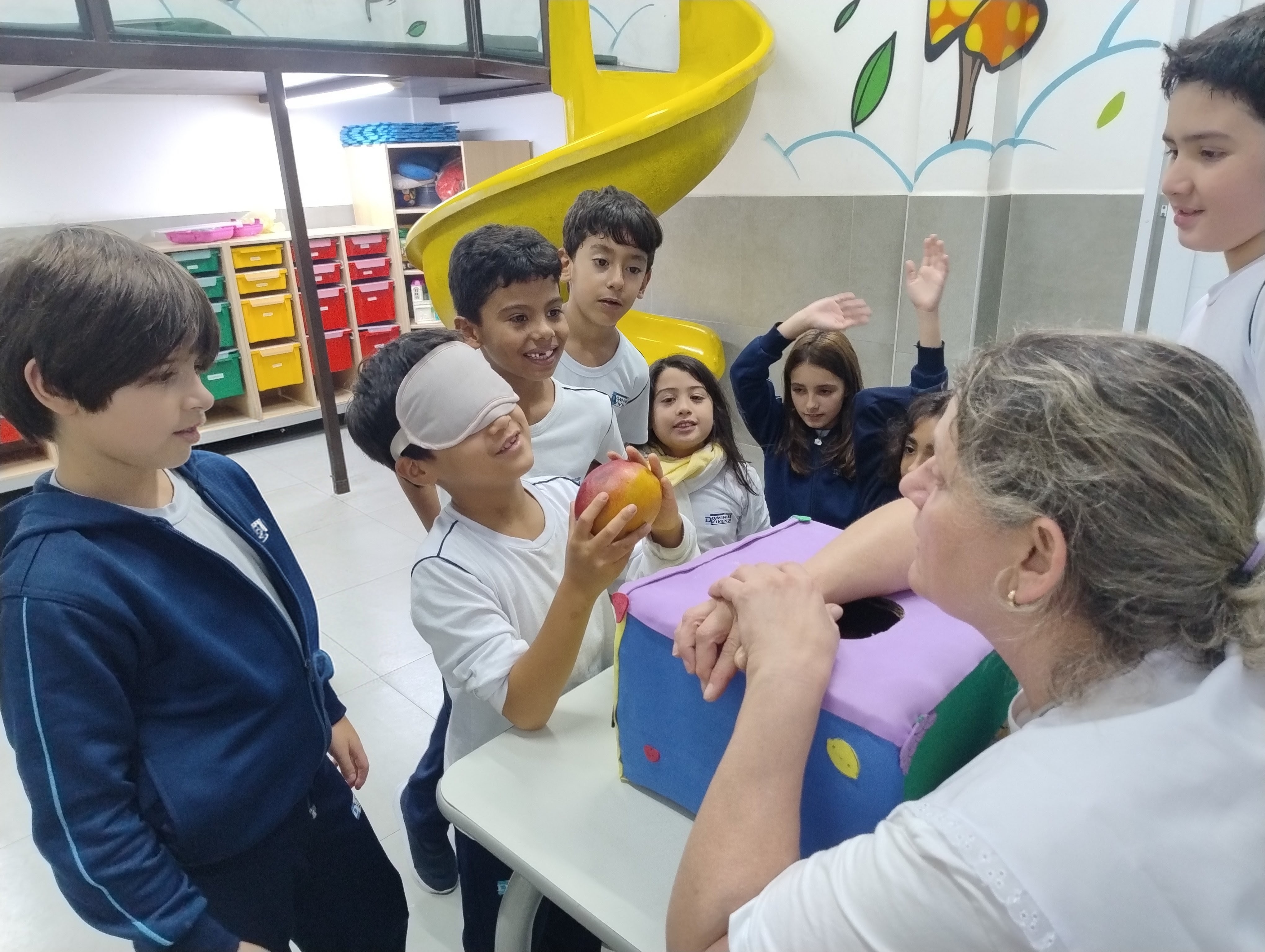 What is the Fruit? Students learn the names of fruits.